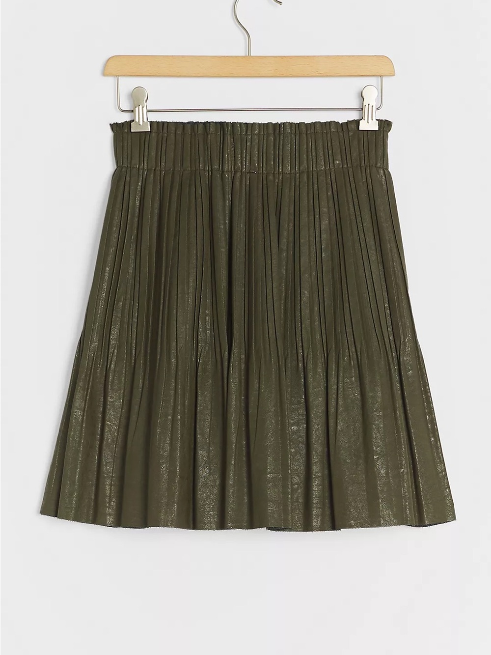 Anthropologie Ellene Faux Leather Mini Skirt Moss Green size small.